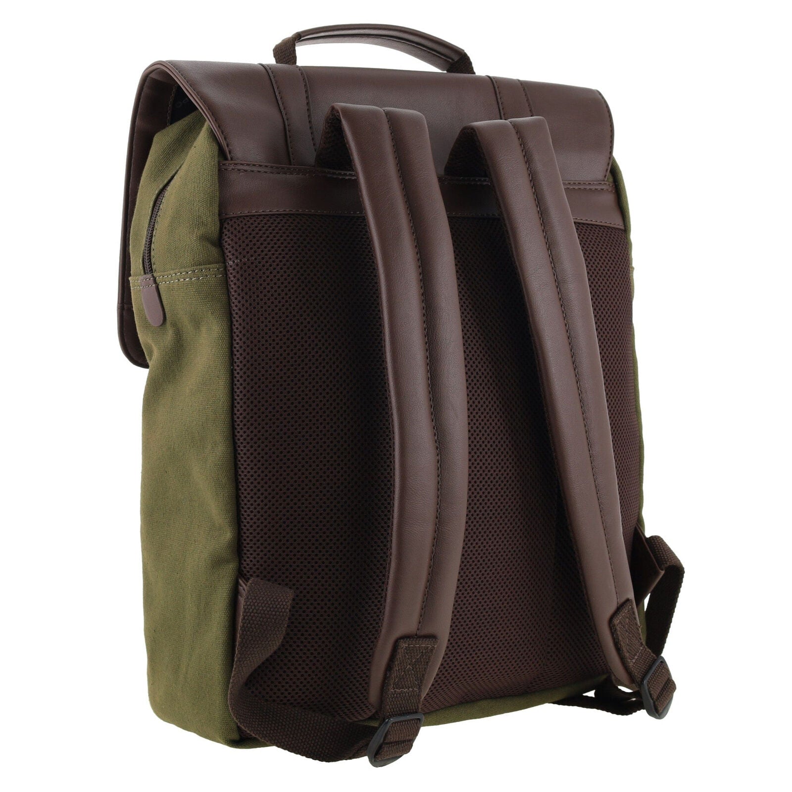 POLICE Messenger Backpack Bag with Laptop Computer Sleeve in Dark Olive-2