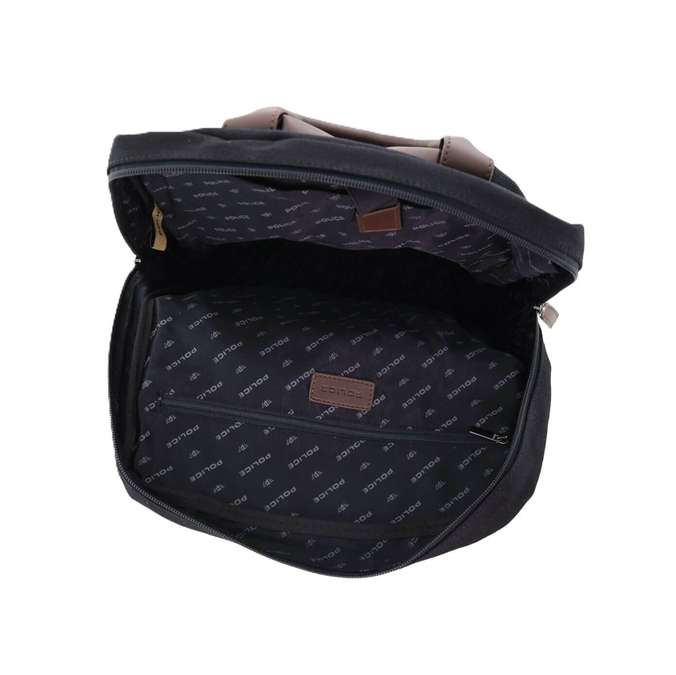 POLICE Wings Mens Canvas Backpack Bag with Laptop Computer Sleeve in Black-2