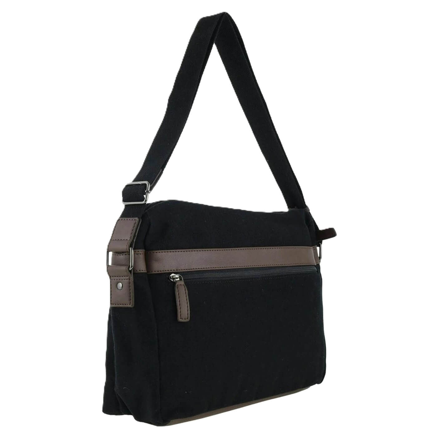 POLICE Wings Canvas Mens Messenger Business Bag w/ Laptop Computer Section in Black-4