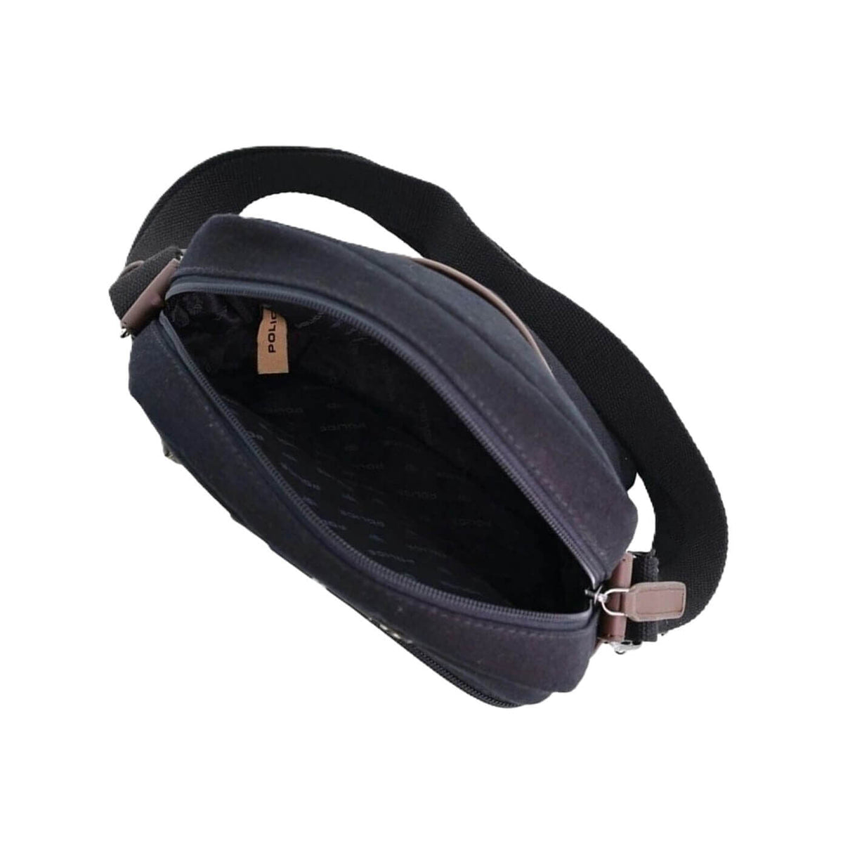 POLICE Wings Canvas Mens Messenger Business Bag w/ Laptop Computer Section in Black