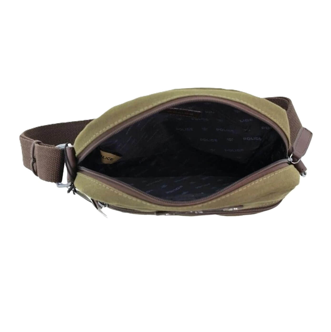 POLICE Wings Canvas Mens Messenger Business Bag w/ Laptop Computer Section in Dark Olive-3