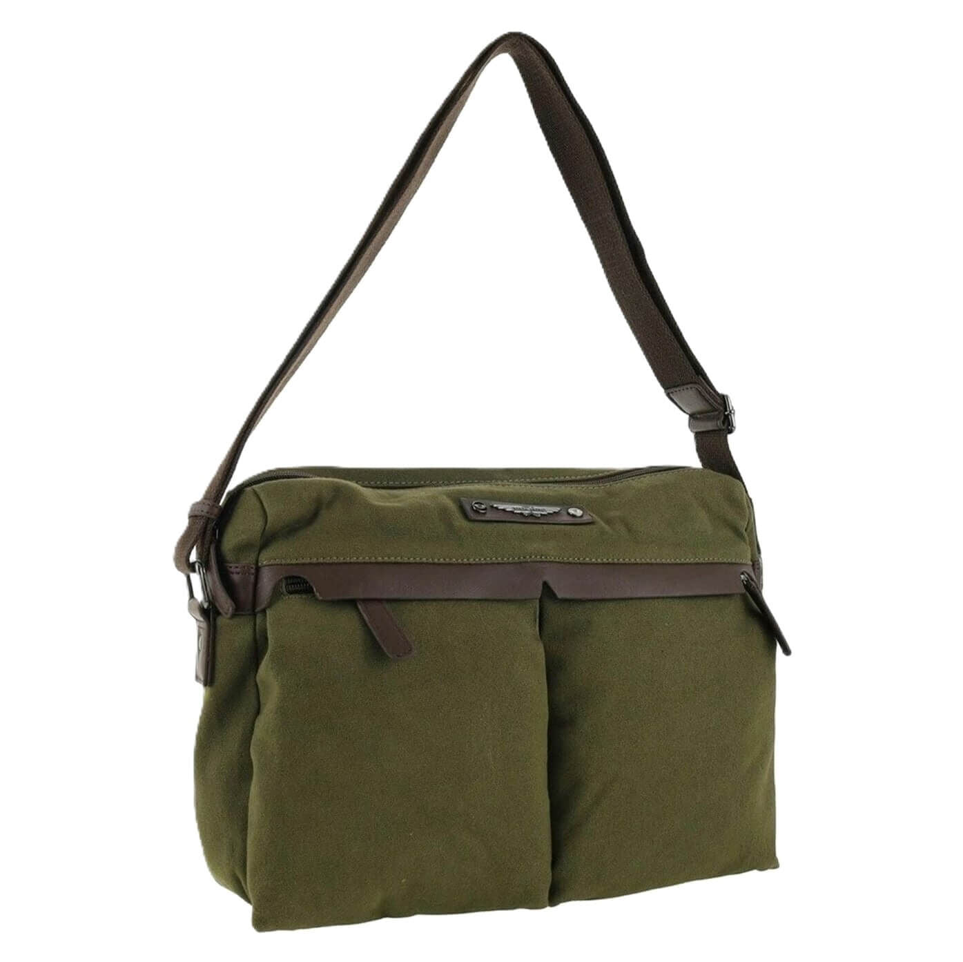 POLICE Wings Canvas Mens Messenger Business Bag w/ Laptop Computer Section in Dark Olive