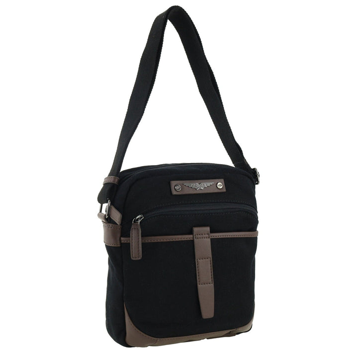 POLICE Wings Mens Canvas Crossbody Bag in Black