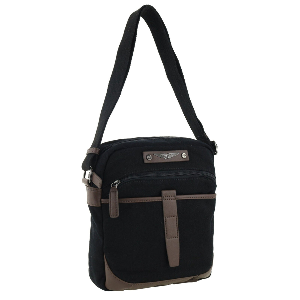 POLICE Wings Mens Canvas Crossbody Bag in Black