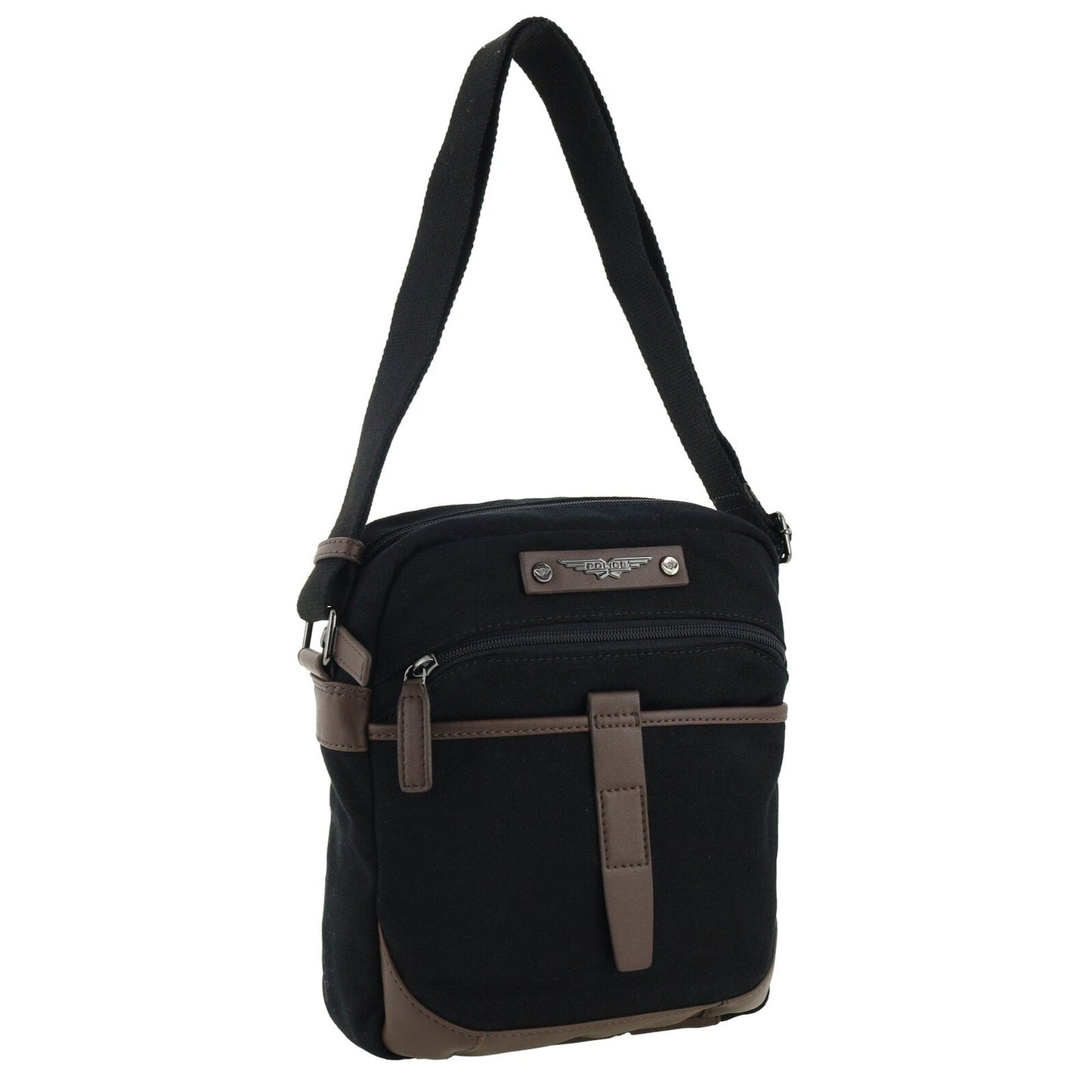 POLICE Wings Mens Canvas Crossbody Bag in Black-1