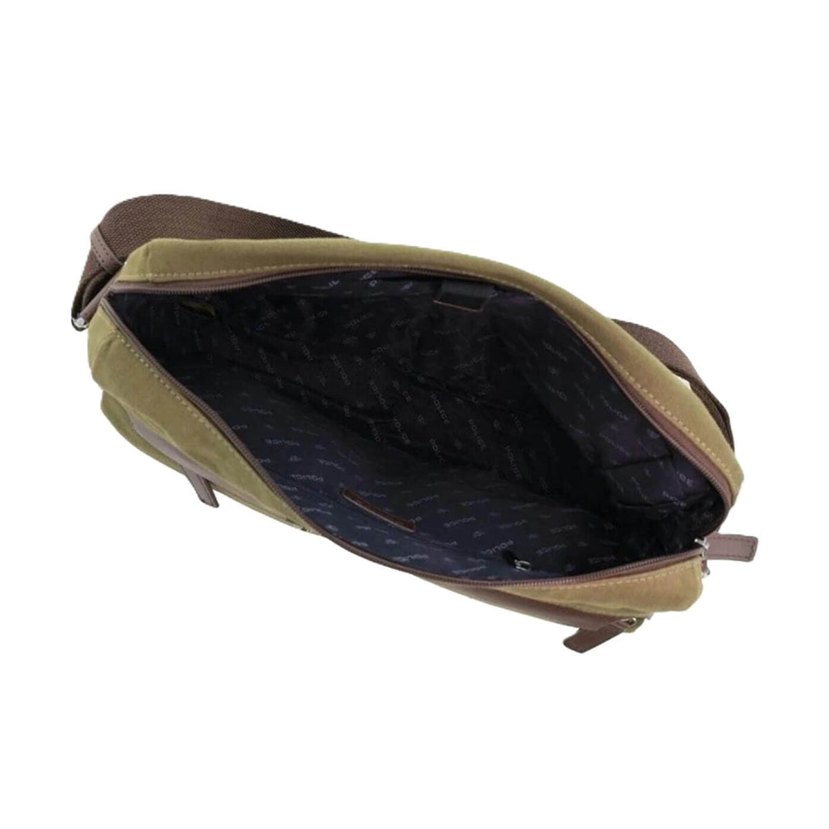 POLICE Wings Mens Canvas Crossbody Bag in Dark Olive