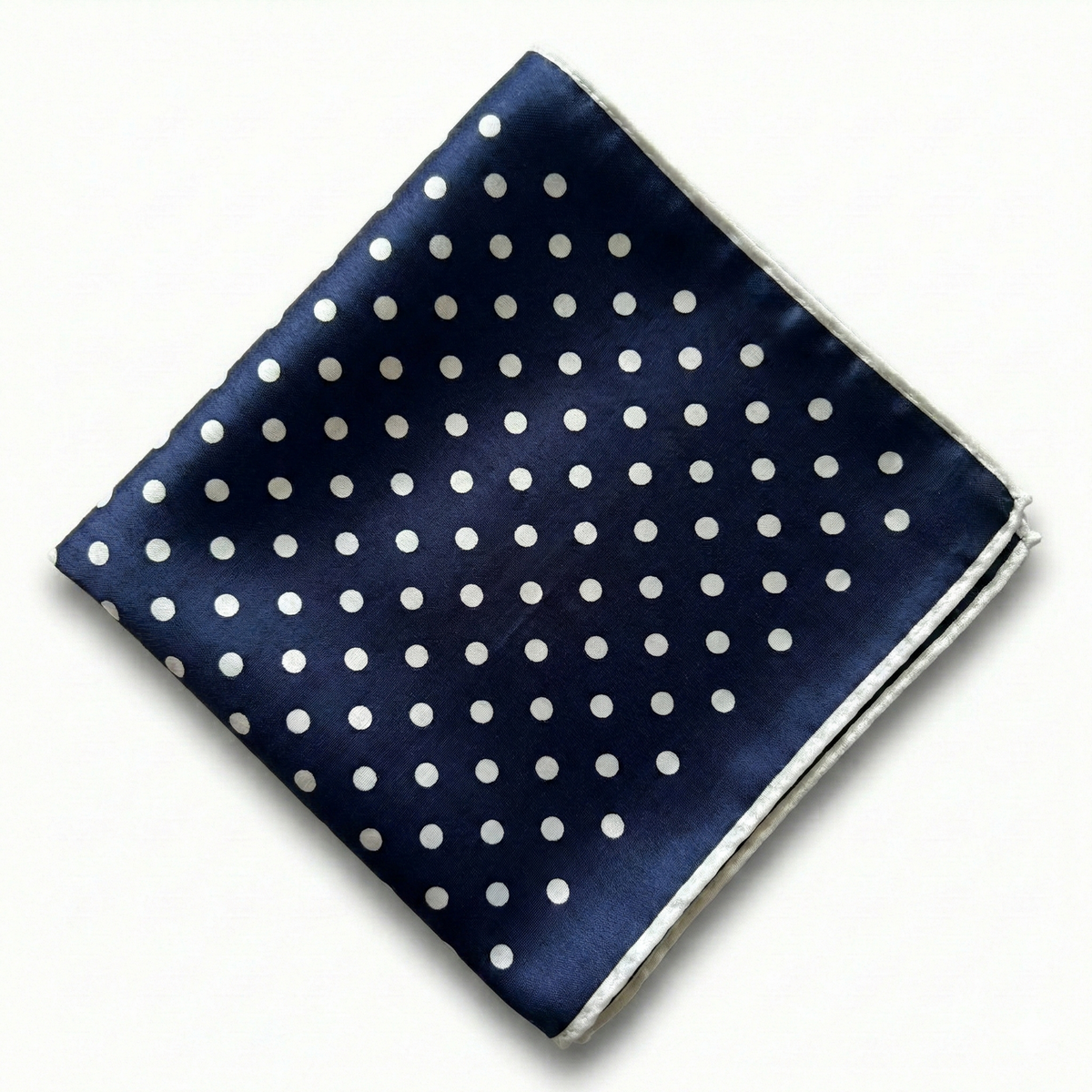 Formalaties Luxury Satin Polka Dot Bow Tie & Pocket Square in Navy/White (Set of 2)