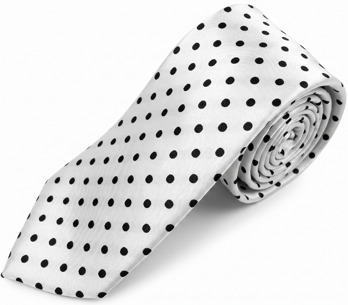 Formalaties Polka Dot 8cm Mens Satin Tie in Silver/Black