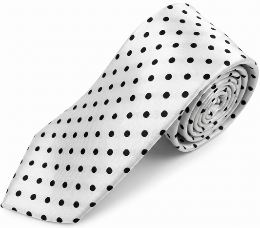 Formalaties Polka Dot 8cm Mens Satin Tie in Silver/Black