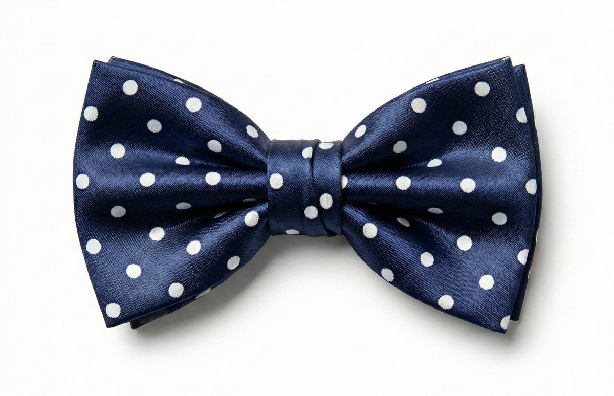 Formalaties Luxury Satin Polka Dot Hank Pocket Square & Bow Tie in Navy/White