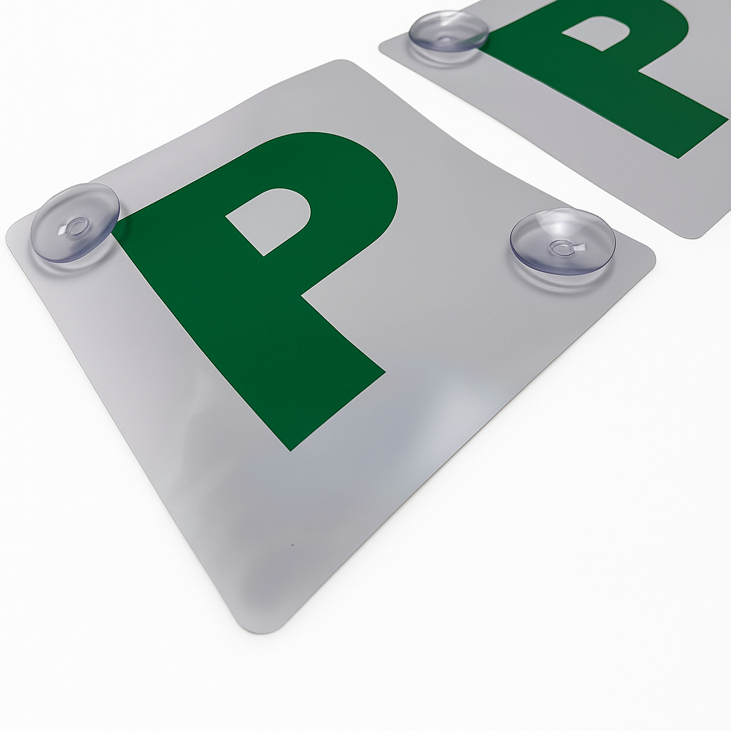 2x GREEN P PLATES Suction Probationary Car Window Signs for NSW (New South Wales)-2