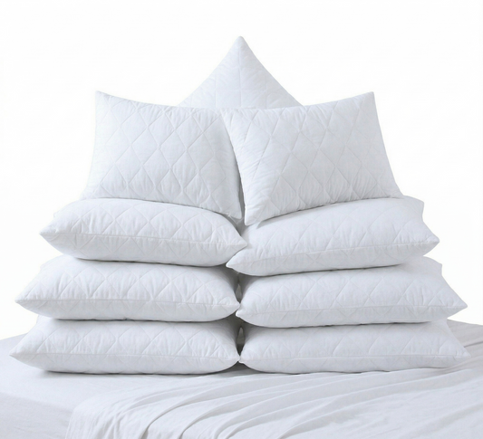 10x Quilted Cotton Pillow Protector 74cm x 48cm Case Breathable Slip in White