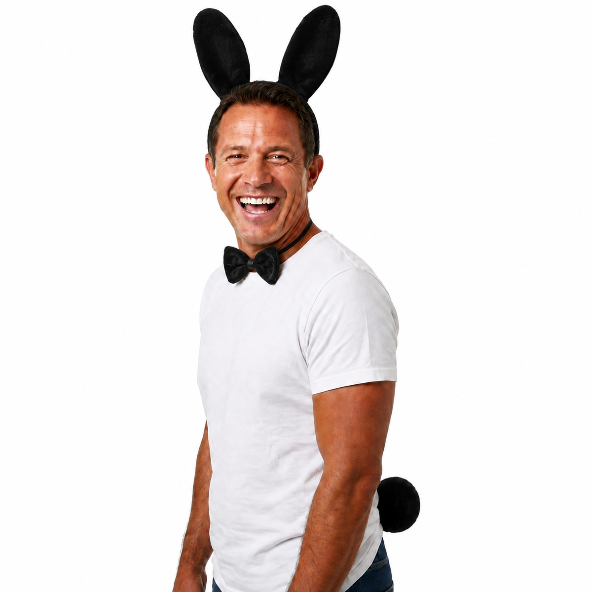 3 Piece Black Rabbit Set Animal Costume Dress Up Party Bow Tie Tail Ears Book Week