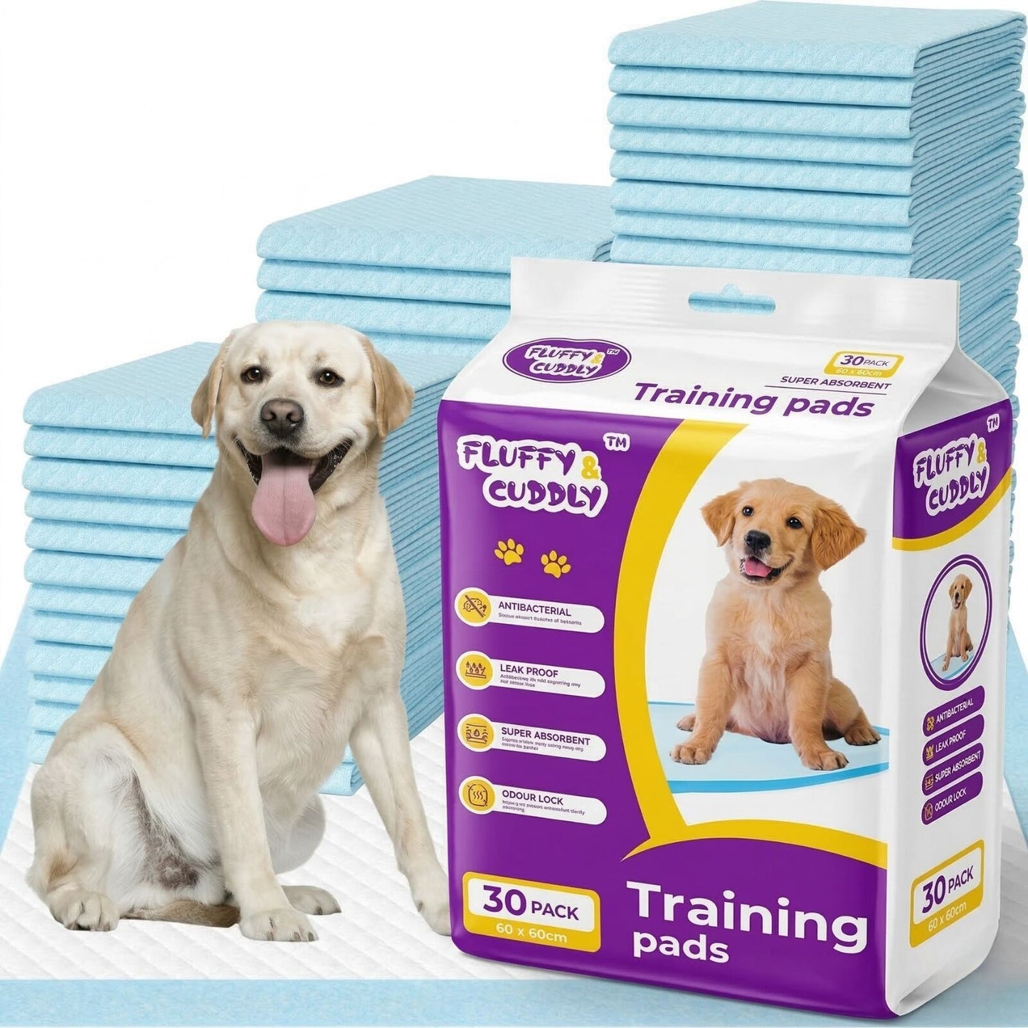30x Puppy Pet Dog Indoor Cat Toilet Training Pads Super Absorbent 60x60cm