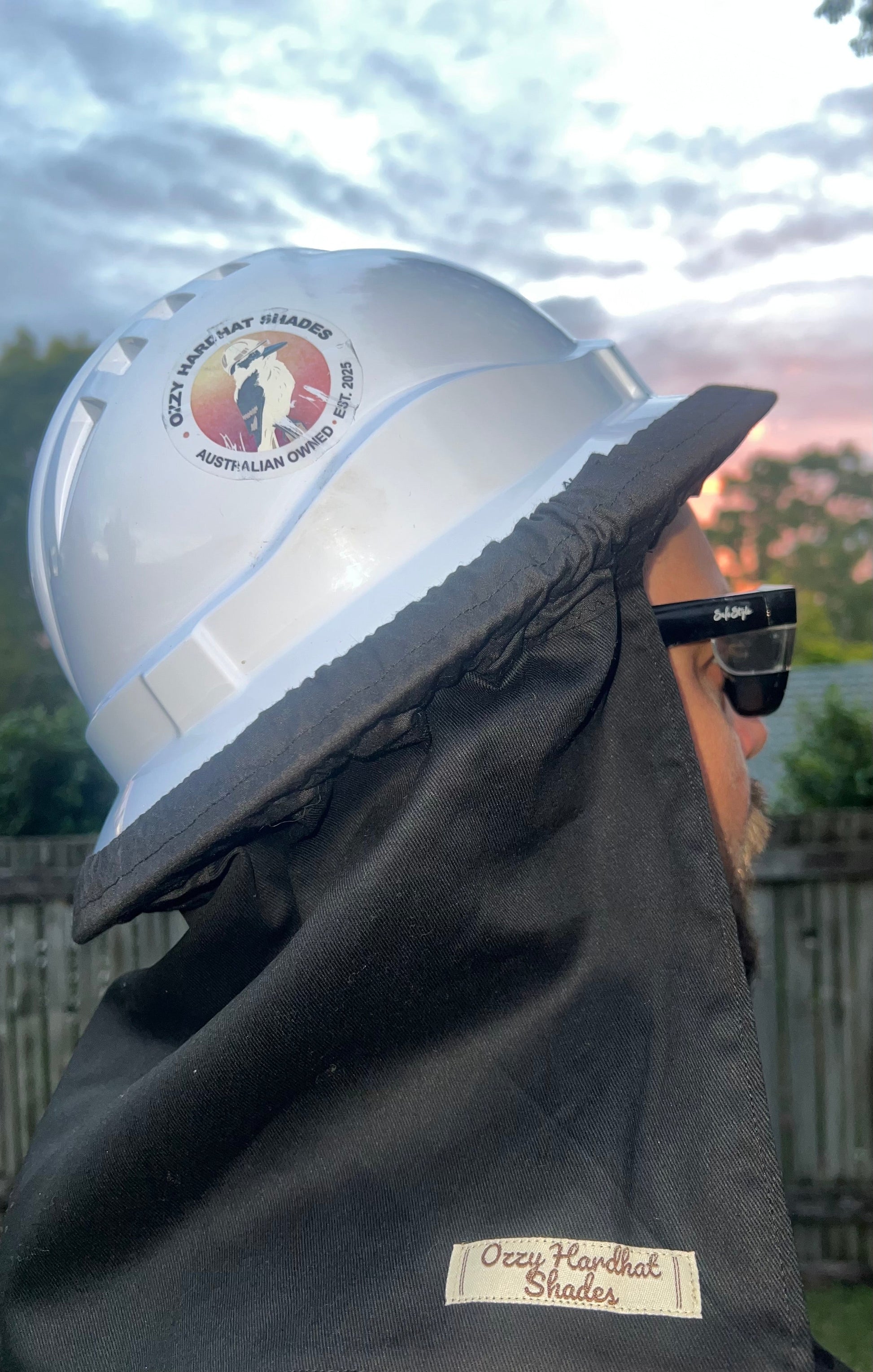 Ozzy Hardhat Shade - UPF50+ Neck Sun Protection - Black-0