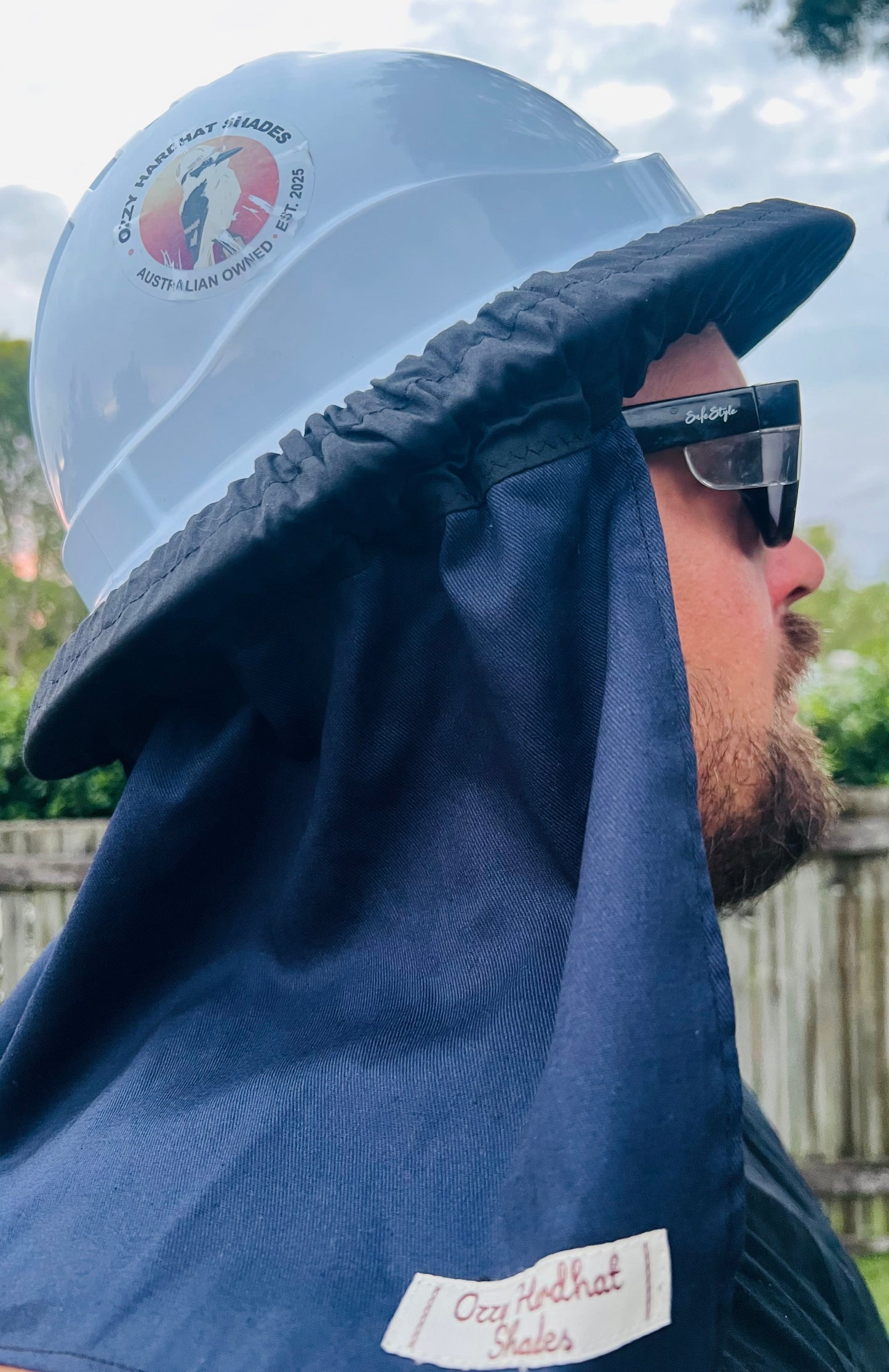 Ozzy Hardhat Shade - UPF50+ Neck Sun Protection - Navy-0
