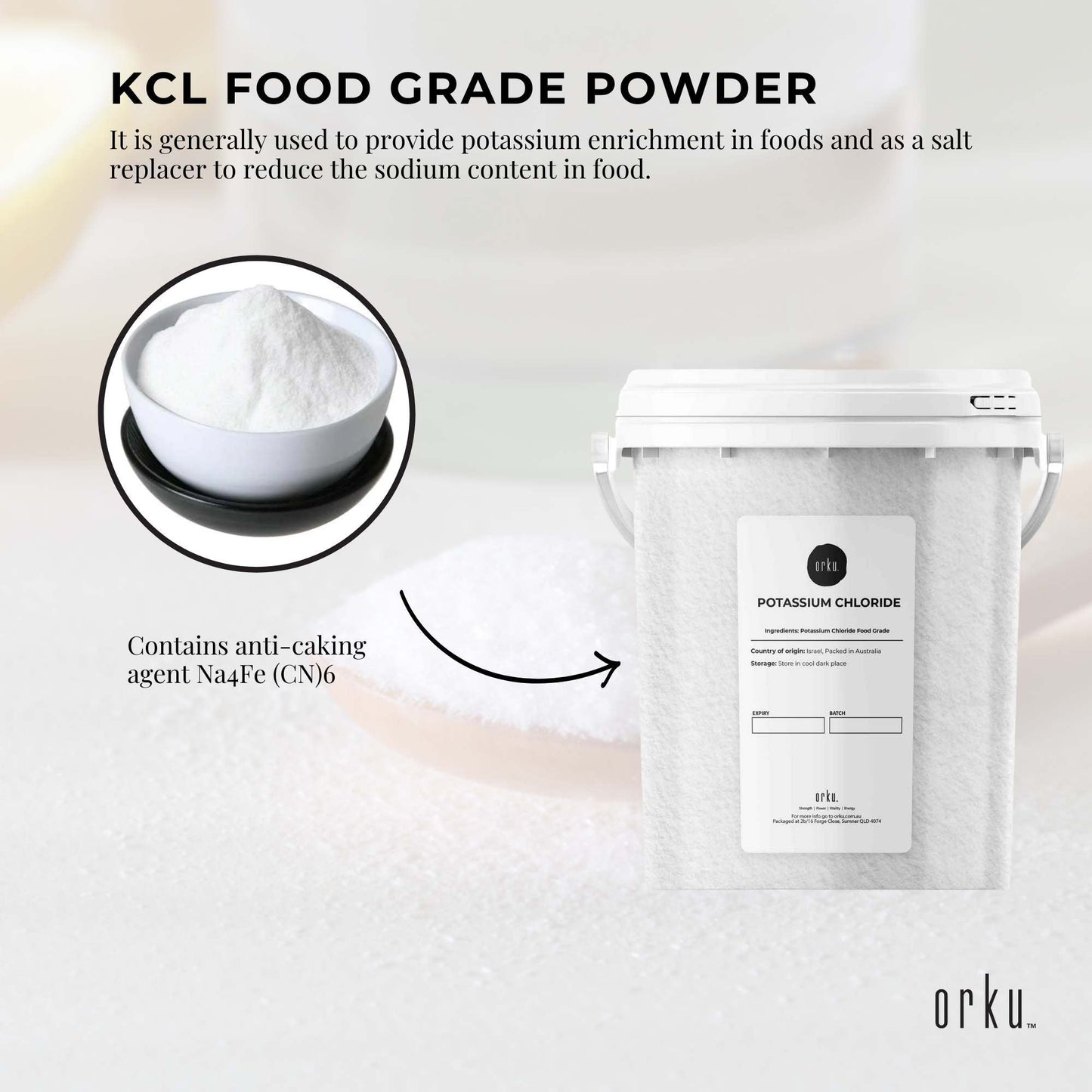 Potassium Chloride Powder Tub - Pure KCL E508 Food Grade Salt Replacer Bulk-3