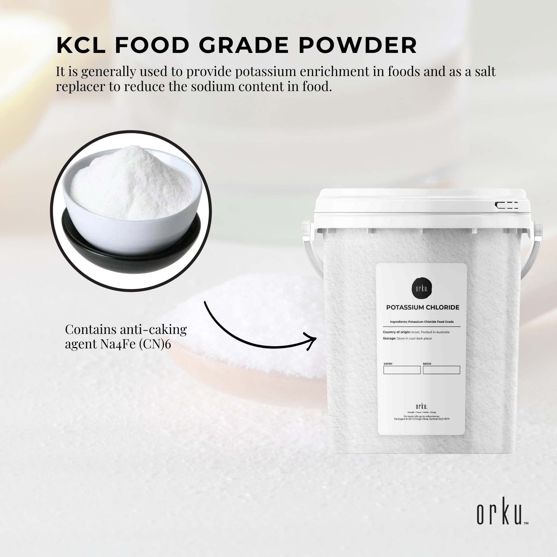 Potassium Chloride Powder Tub - Pure KCL E508 Food Grade Salt Replacer Bulk-3