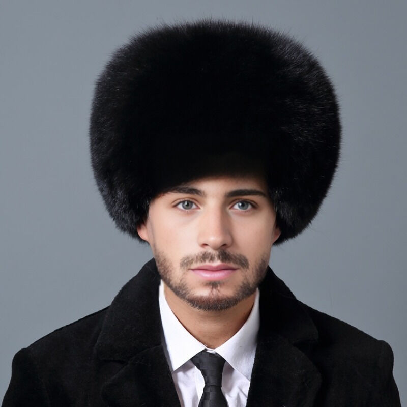 Mens Ushanka Ukrainian Faux Fur Trapper Hat - Black (Windproof Insulated Winter Cap)-2