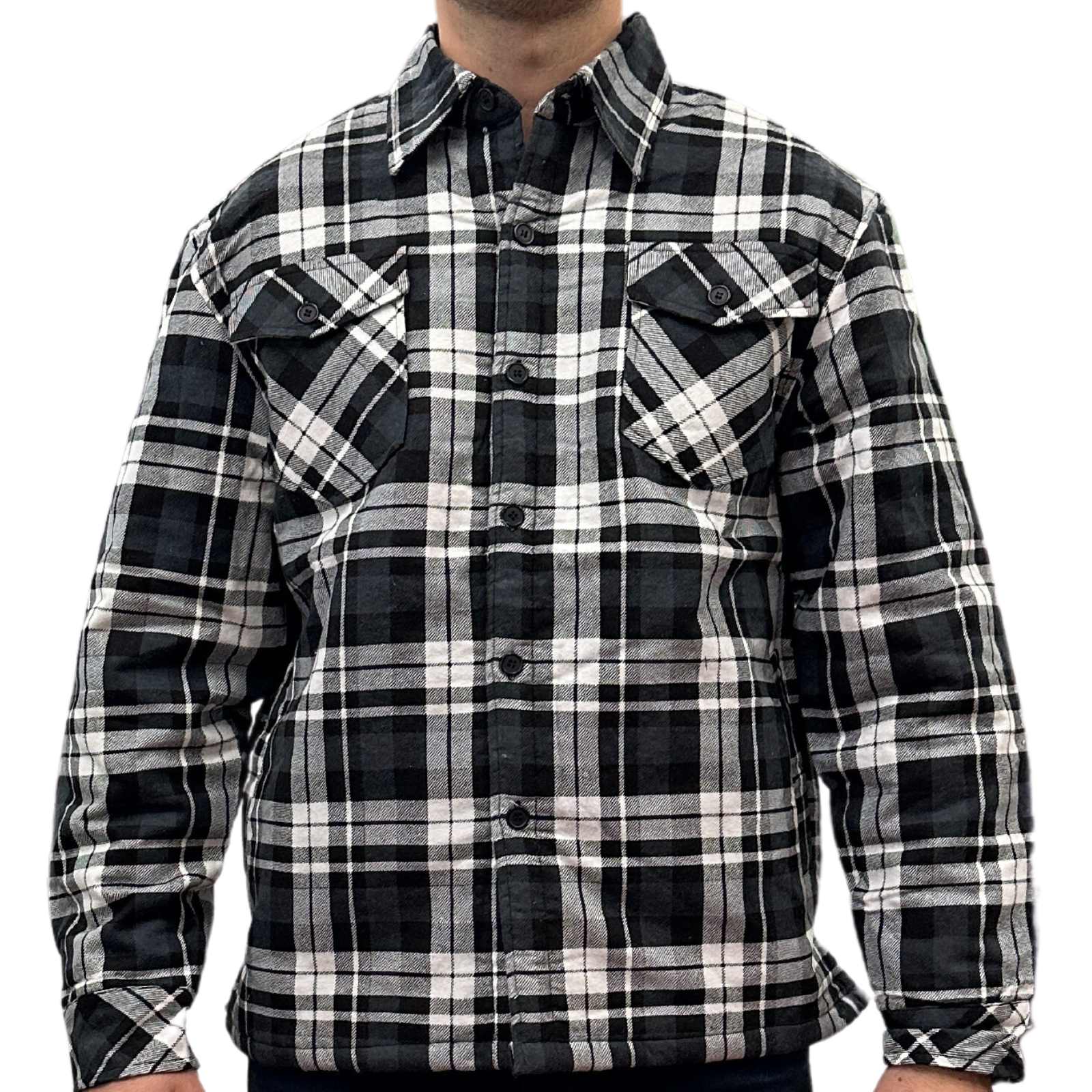 Mens QUILTED FLANNELETTE SHIRT 100% COTTON Flannel Jacket Padded Long Sleeve-4