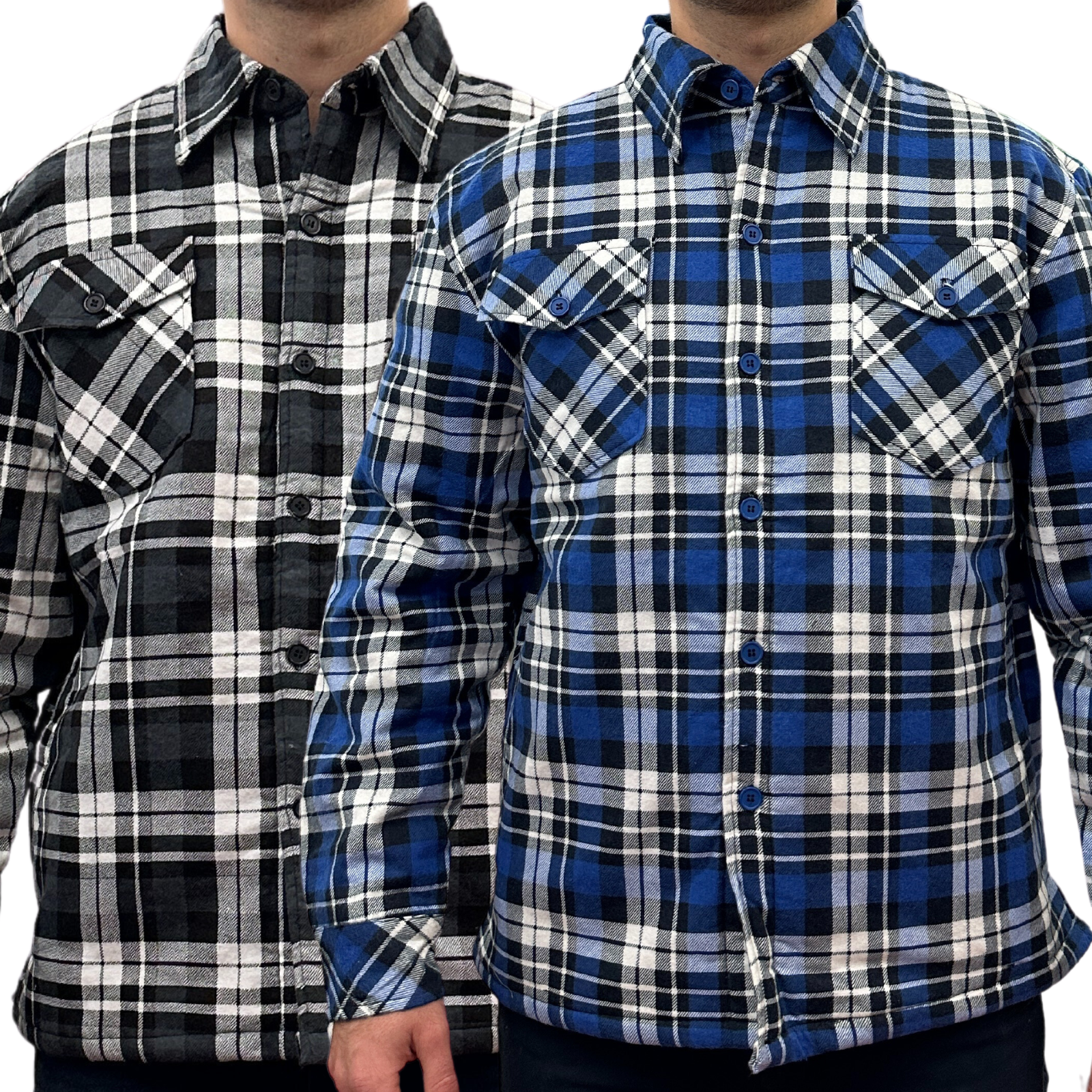 Mens QUILTED FLANNELETTE SHIRT 100% COTTON Flannel Jacket Padded Long Sleeve-1