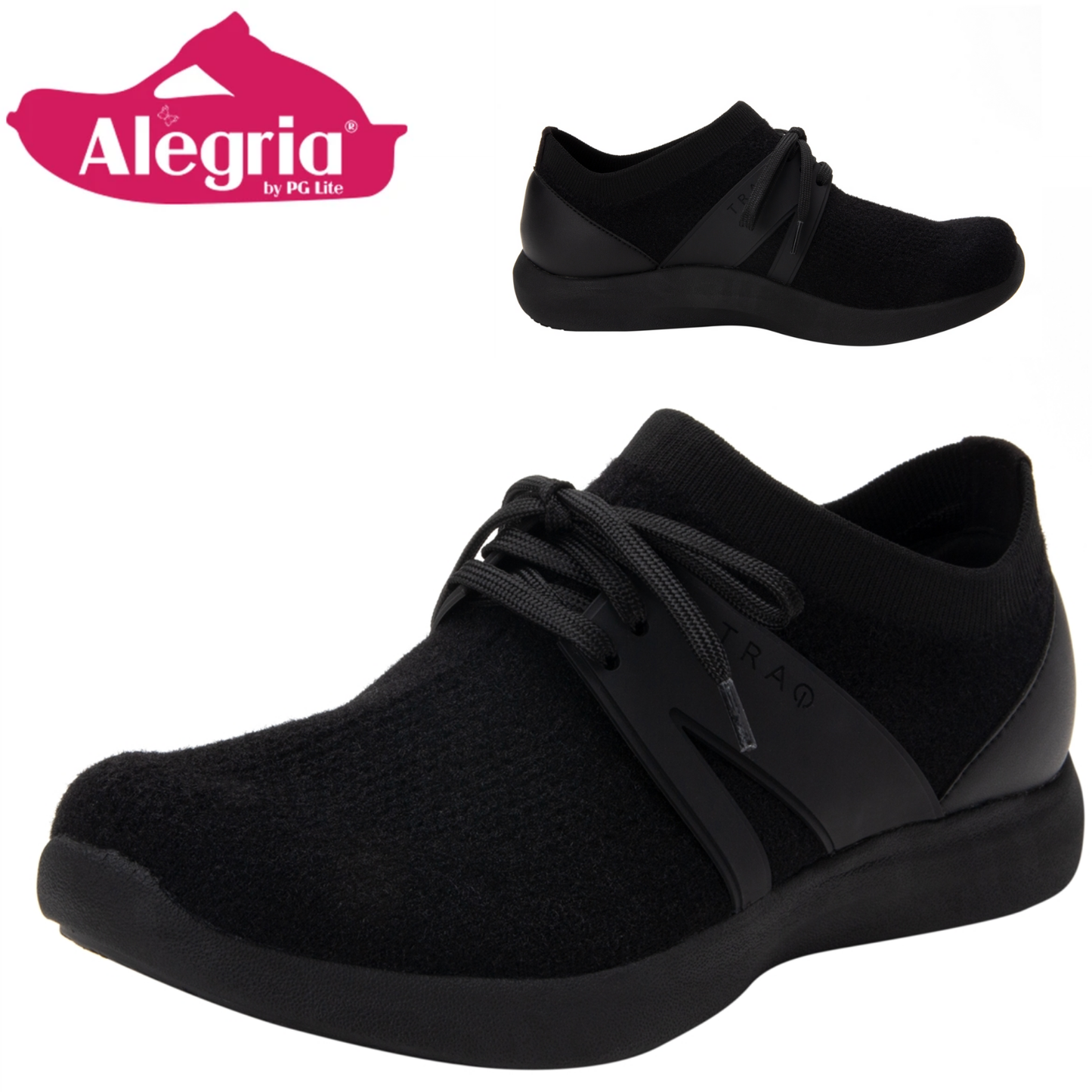 Traq By Alegria Womens Qool Comfort Smart Walking Shoe Sneaker - Fuzz Black-1