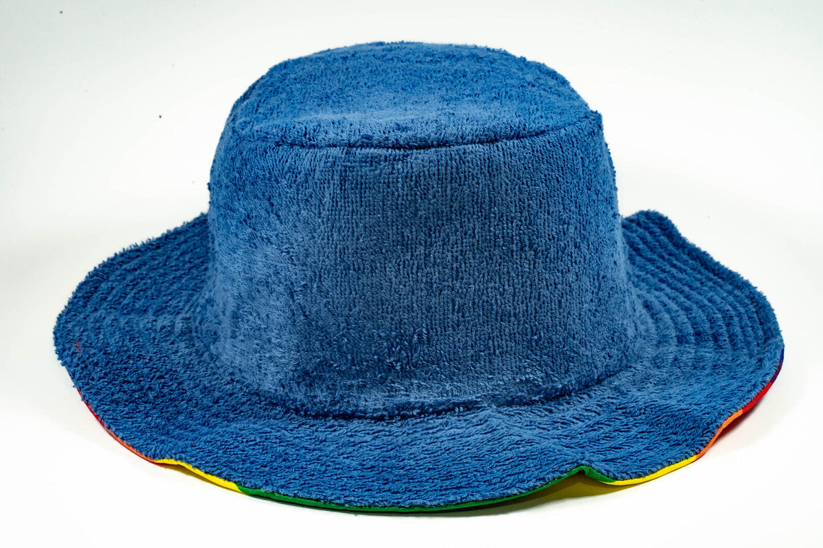 Rainbow Terry Towelling Bucket Hat Gay Lesbian Mardi Gras Party Cap LGBT - Reversible