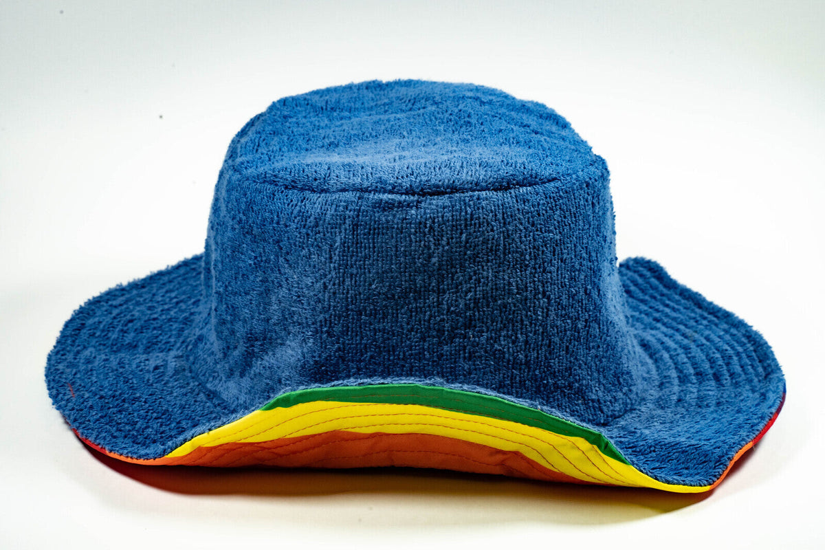 Rainbow Terry Towelling Bucket Hat Gay Lesbian Mardi Gras Party Cap LGBT - Reversible