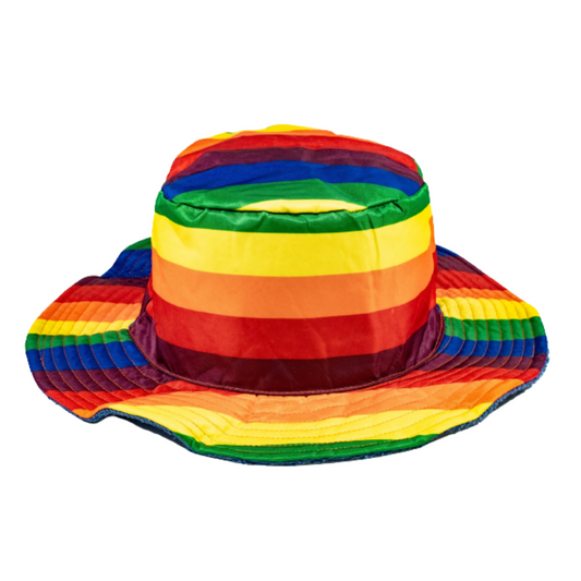 Rainbow Terry Towelling Bucket Hat Gay Lesbian Mardi Gras Party Cap LGBT - Reversible-0