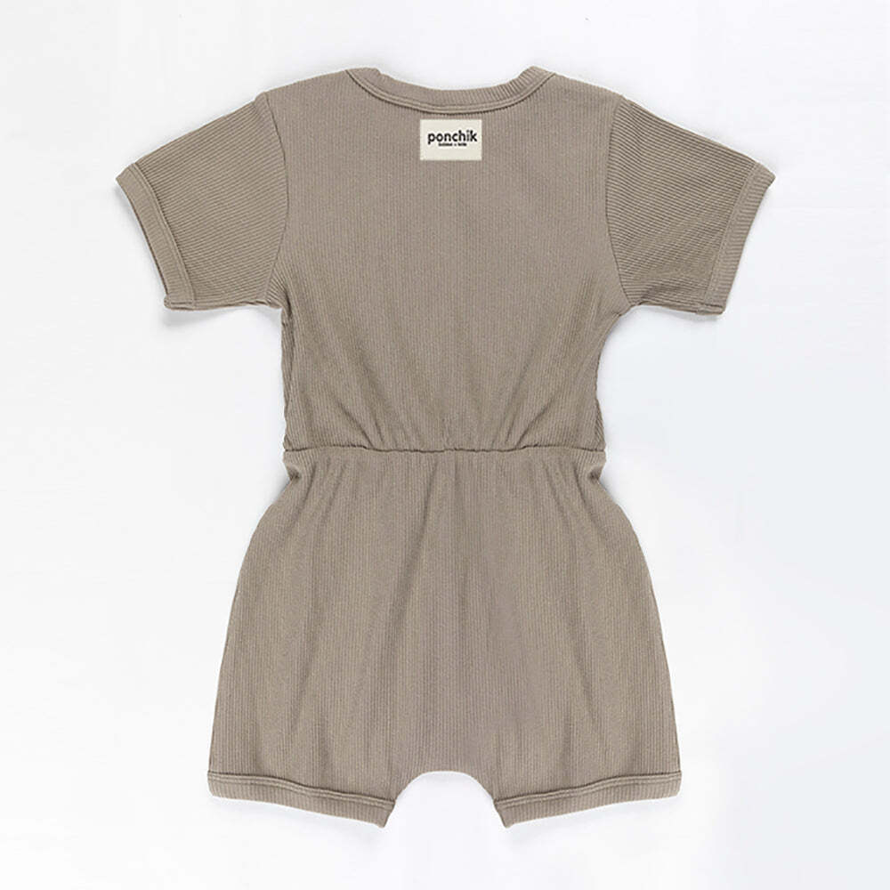 Ponchik Babies + Kids - Ribbed Cotton Romper - Artichoke Green-3