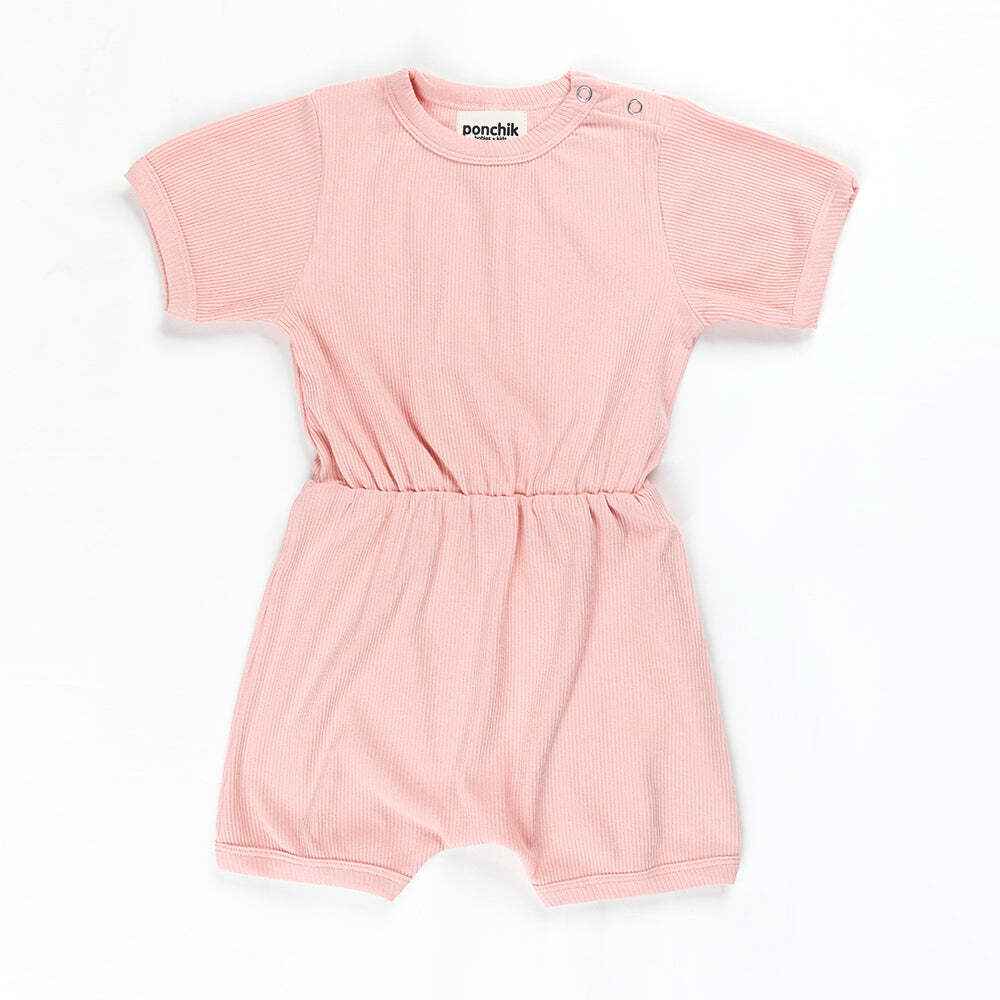 Ponchik Babies + Kids - Ribbed Cotton Romper - Lemonade-0