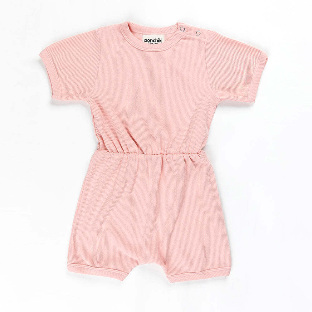 Ponchik Babies + Kids - Ribbed Cotton Romper - Lemonade-1
