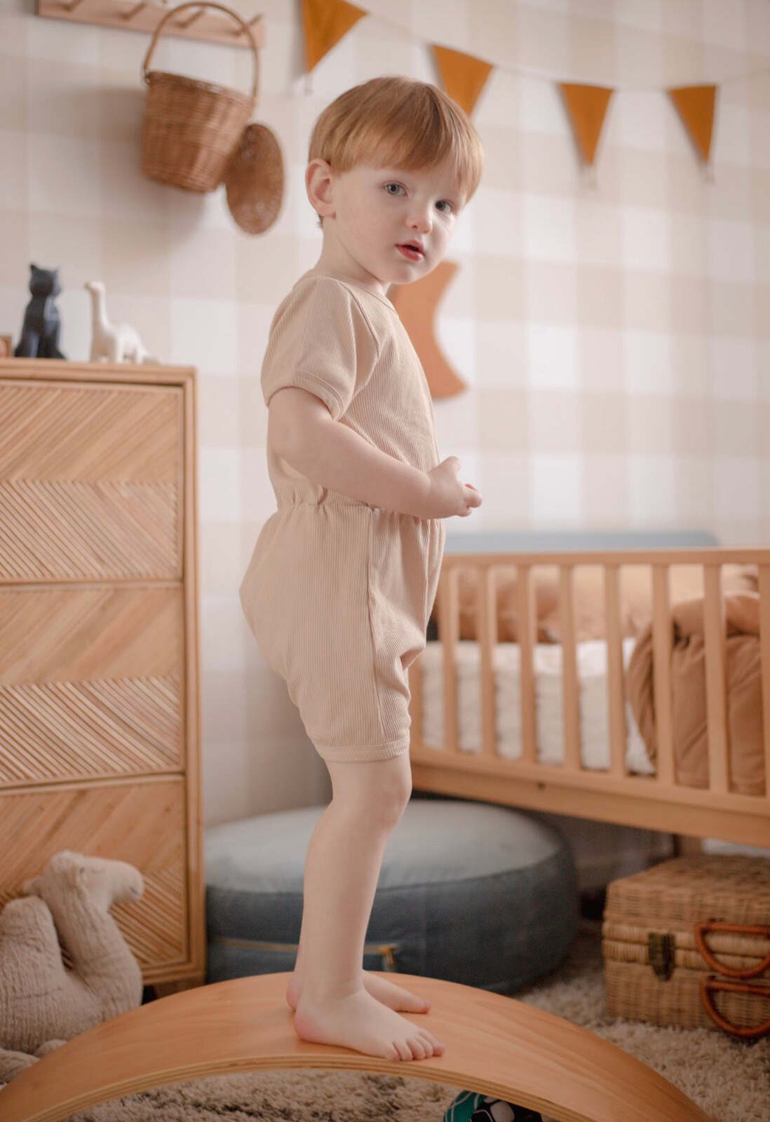 Ponchik Babies + Kids - Ribbed Cotton Romper - Sugar Cookie-4