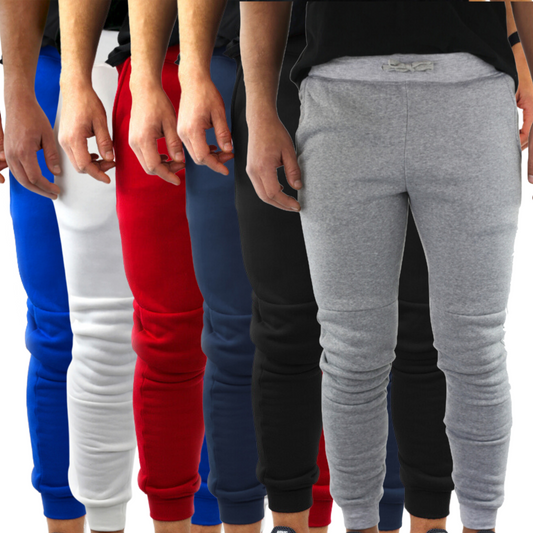 3x Mens Fleece Skinny Track Pants Jogger Gym Casual Sweat Warm - Assorted Colours-0