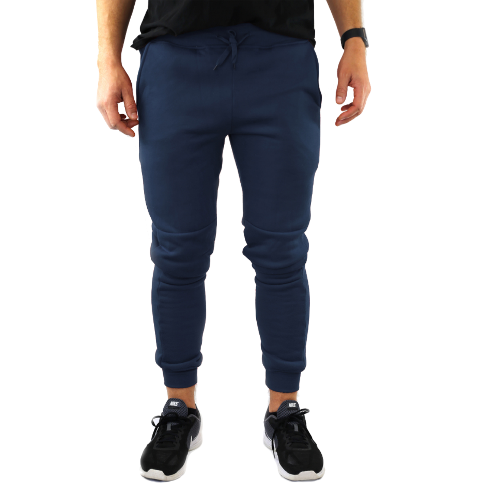 Mens Skinny Track Pants Joggers Trousers Gym Casual Sweat Cuffed Slim Trackies Fleece-11