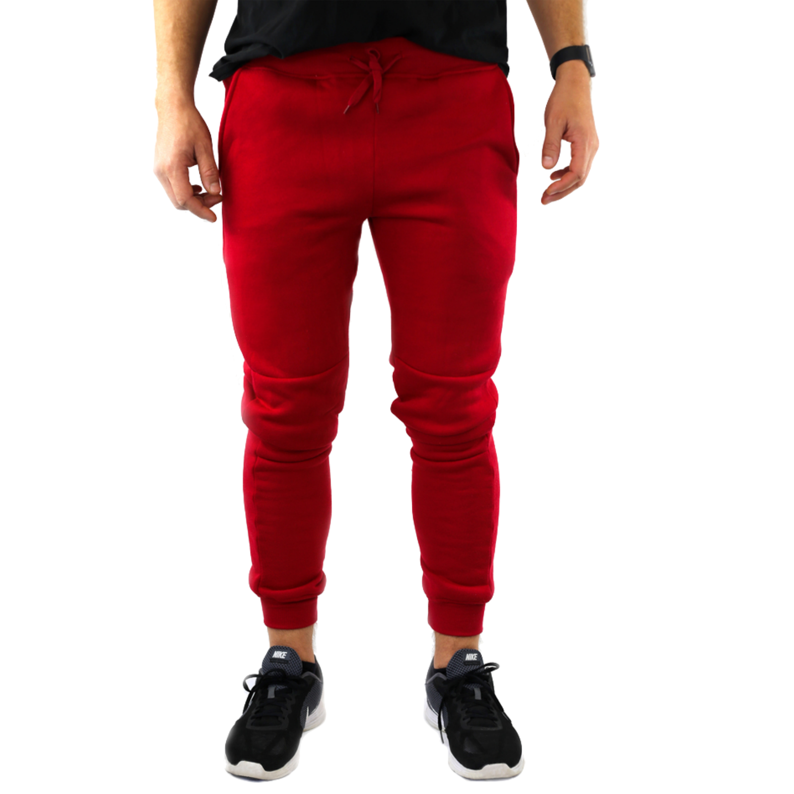 Mens Skinny Track Pants Joggers Trousers Gym Casual Sweat Cuffed Slim Trackies Fleece-30