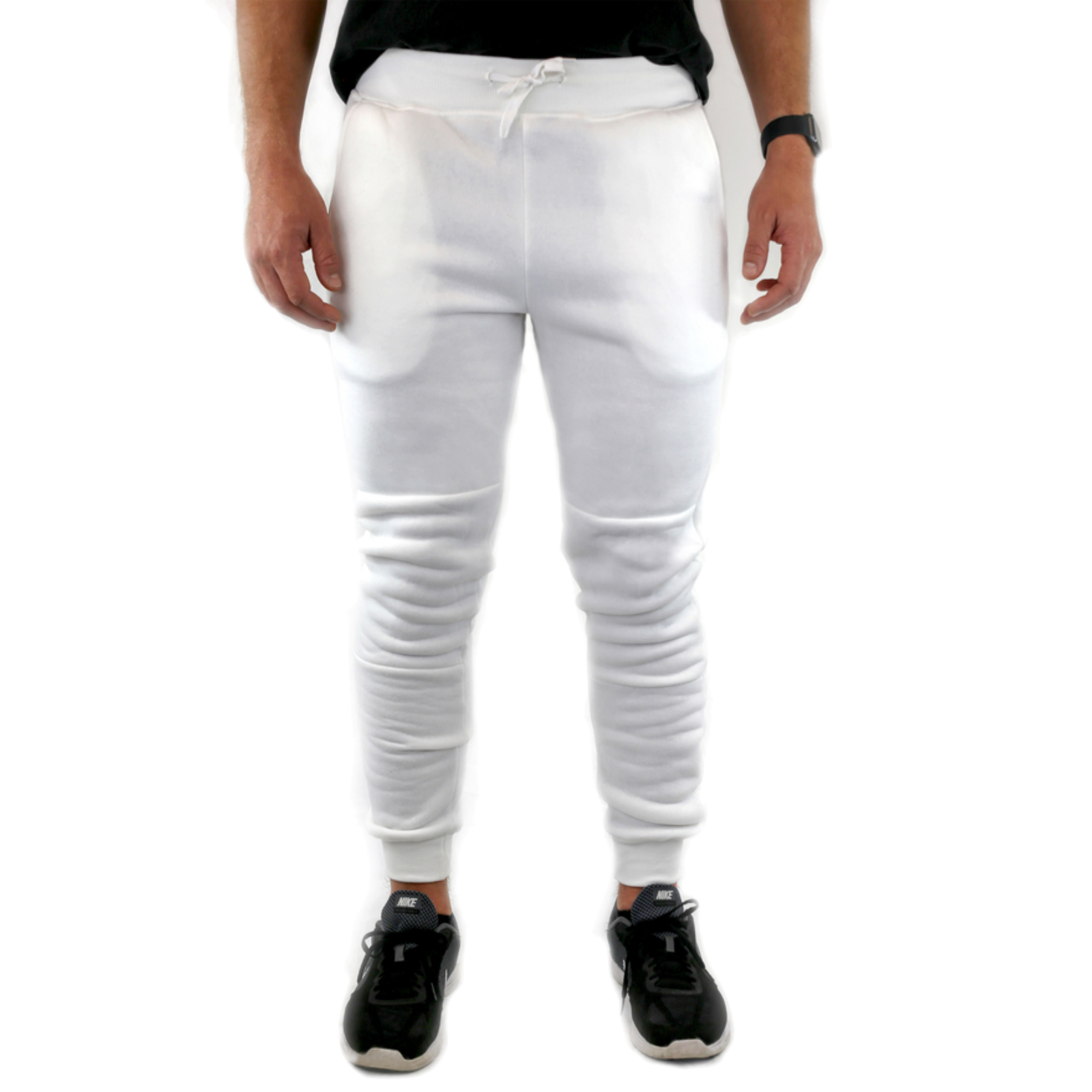 Mens Skinny Track Pants Joggers Trousers Gym Casual Sweat Cuffed Slim Trackies Fleece-21