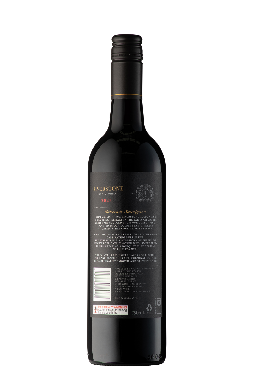 6-Pack 2023 Riverstone Estate Cabernet Sauvignon Red Wine Yarra Valley - 750ml Bottle