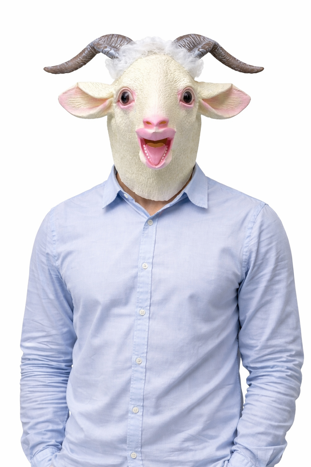 Goat Latex Mask Full Head Animal Sheep Costume Halloween Party Cosplay - White