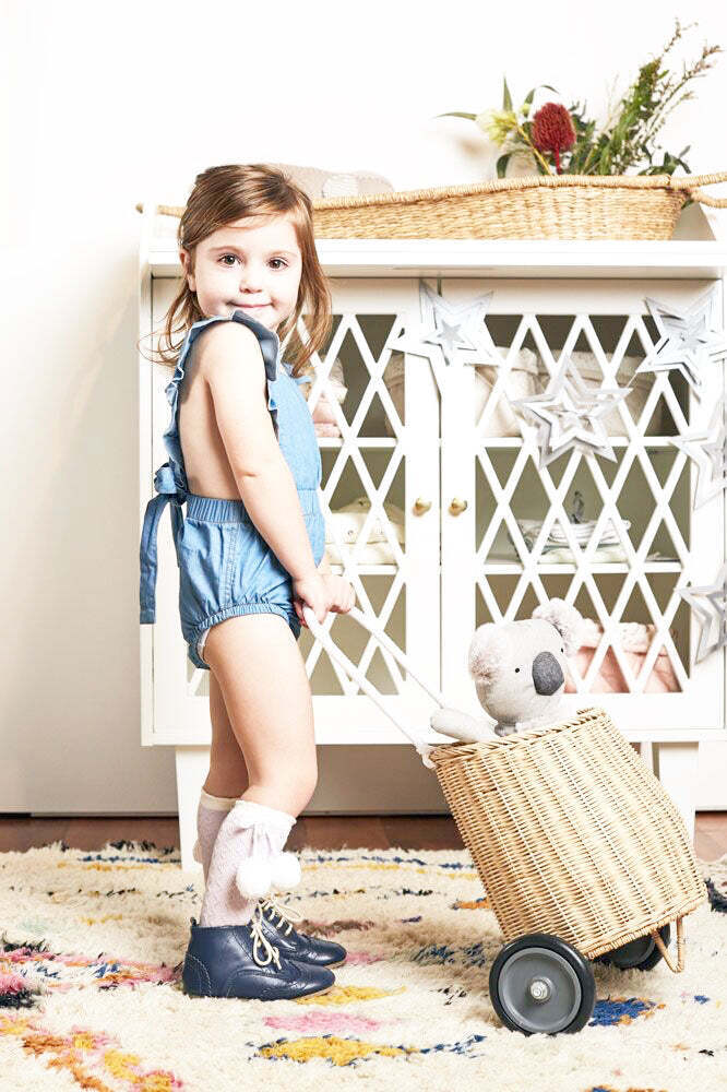 Ponchik Babies + Kids Ruffle Back Romper - Capri Blue-4