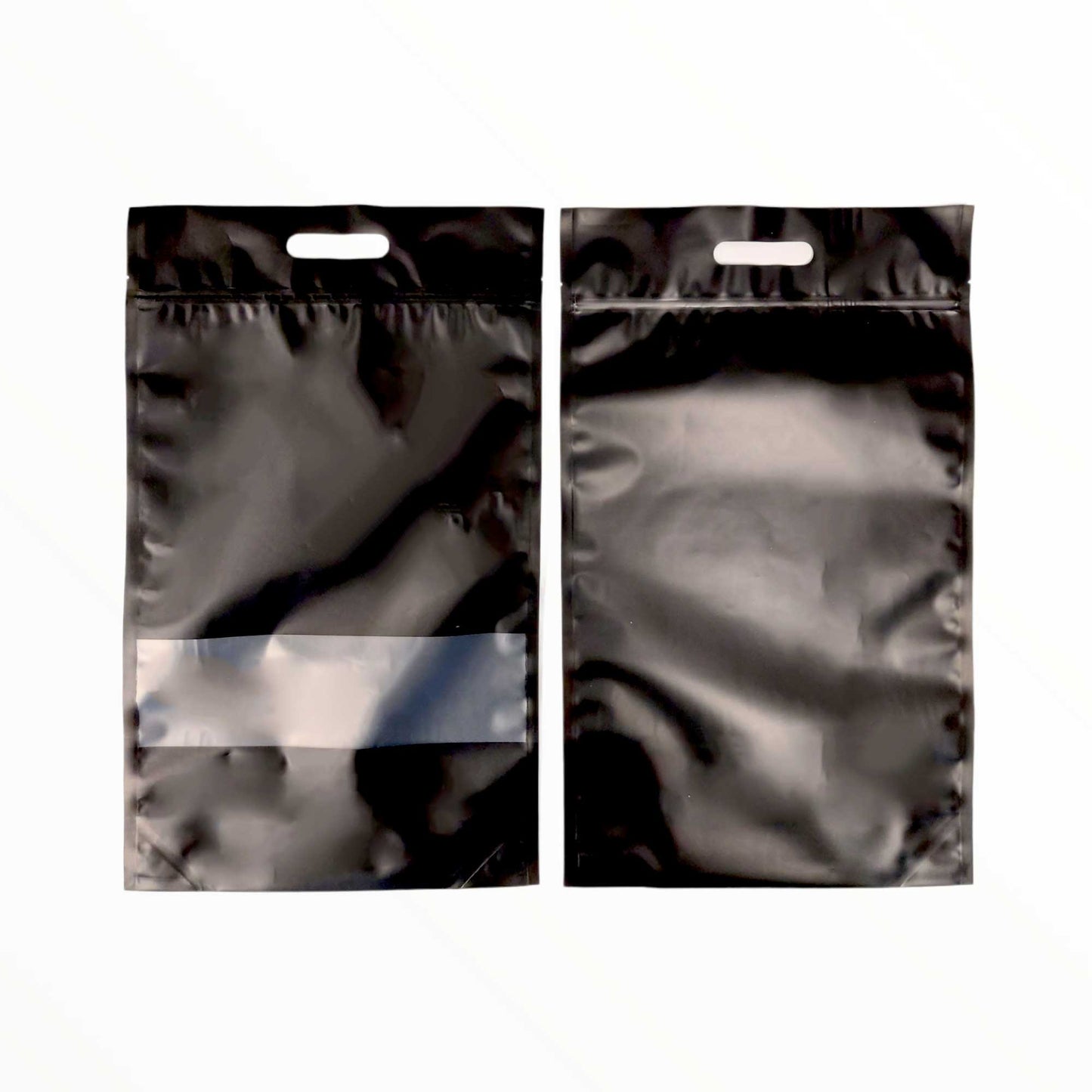 100 Resealable Black Stand Up Bags 44x29.5cm - Food Packaging Zip Handle Pouch-2