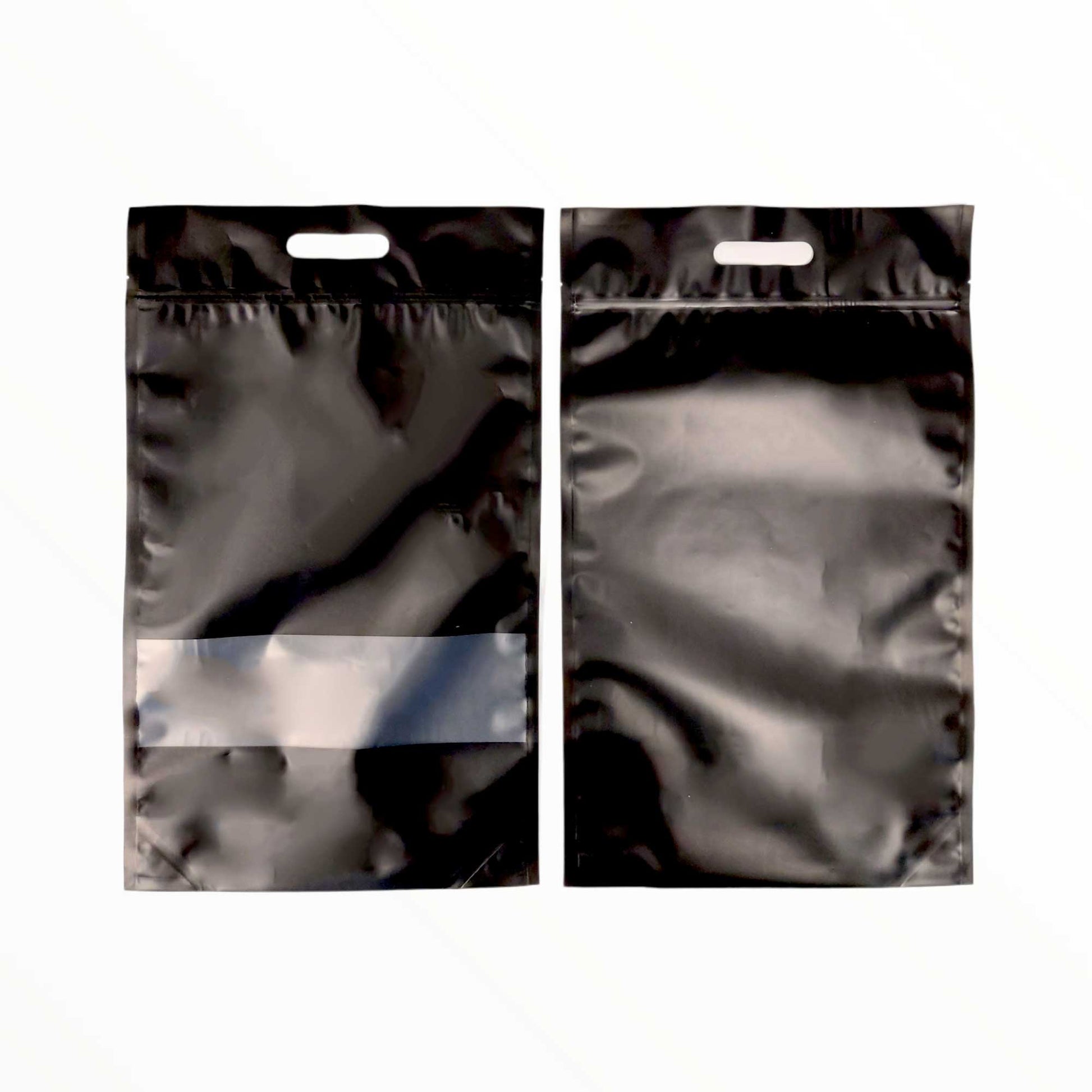 100 Resealable Black Stand Up Bags 44x29.5cm - Food Packaging Zip Handle Pouch-2