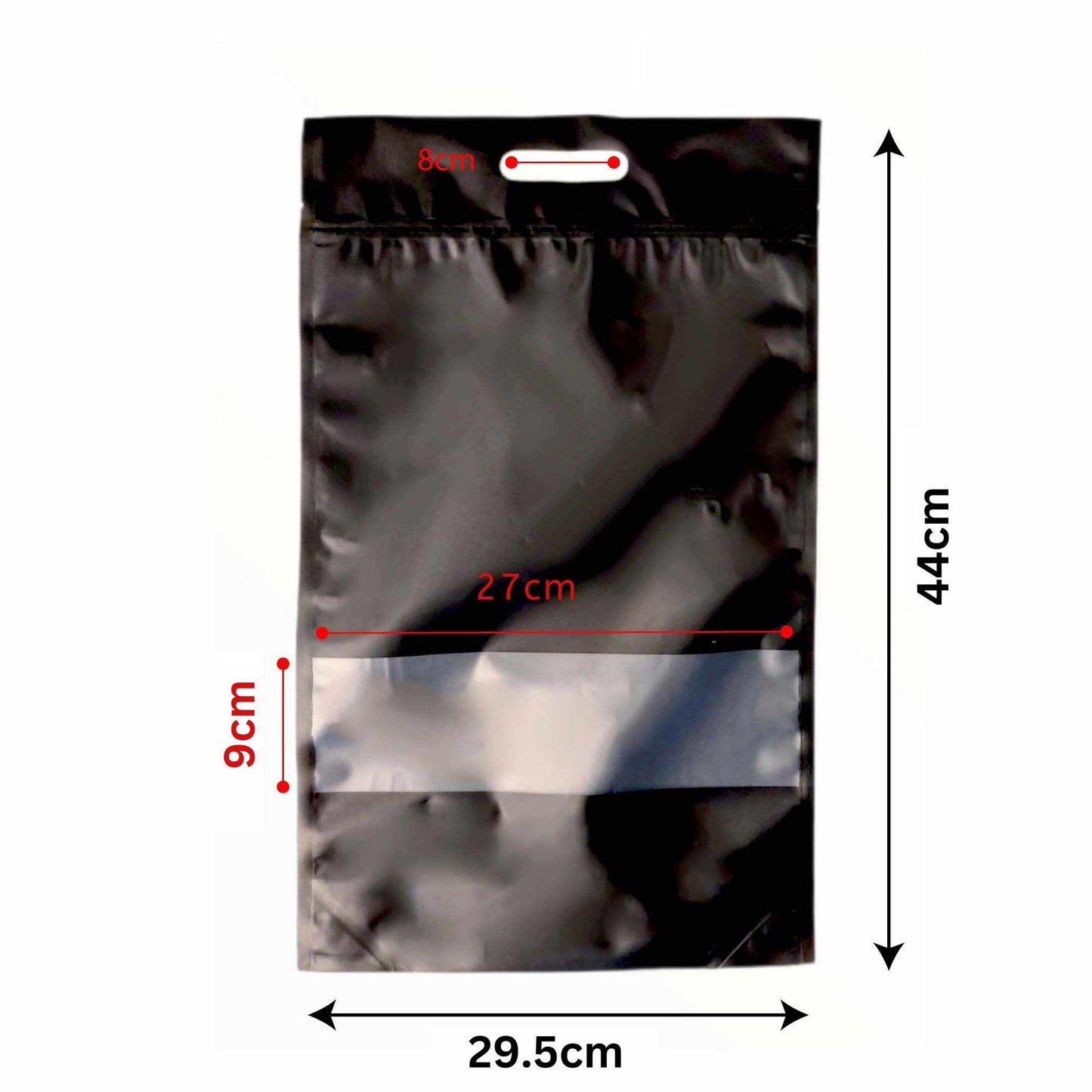 100 Resealable Black Stand Up Bags 44x29.5cm - Food Packaging Zip Handle Pouch-3
