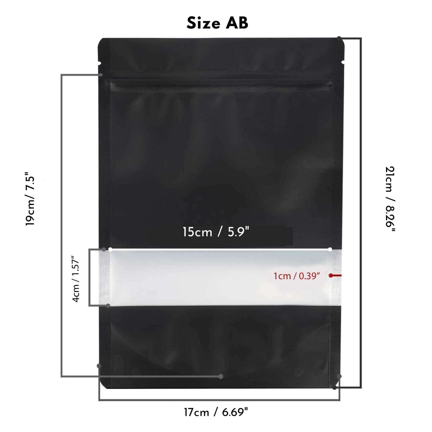 100 Resealable Stand Up Bags 21x17cm - Black Food Packaging Zip Pouch-2