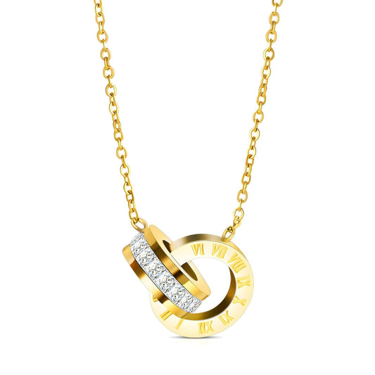 Rings on time gold necklace – Tarnish Proof Jewellery-0