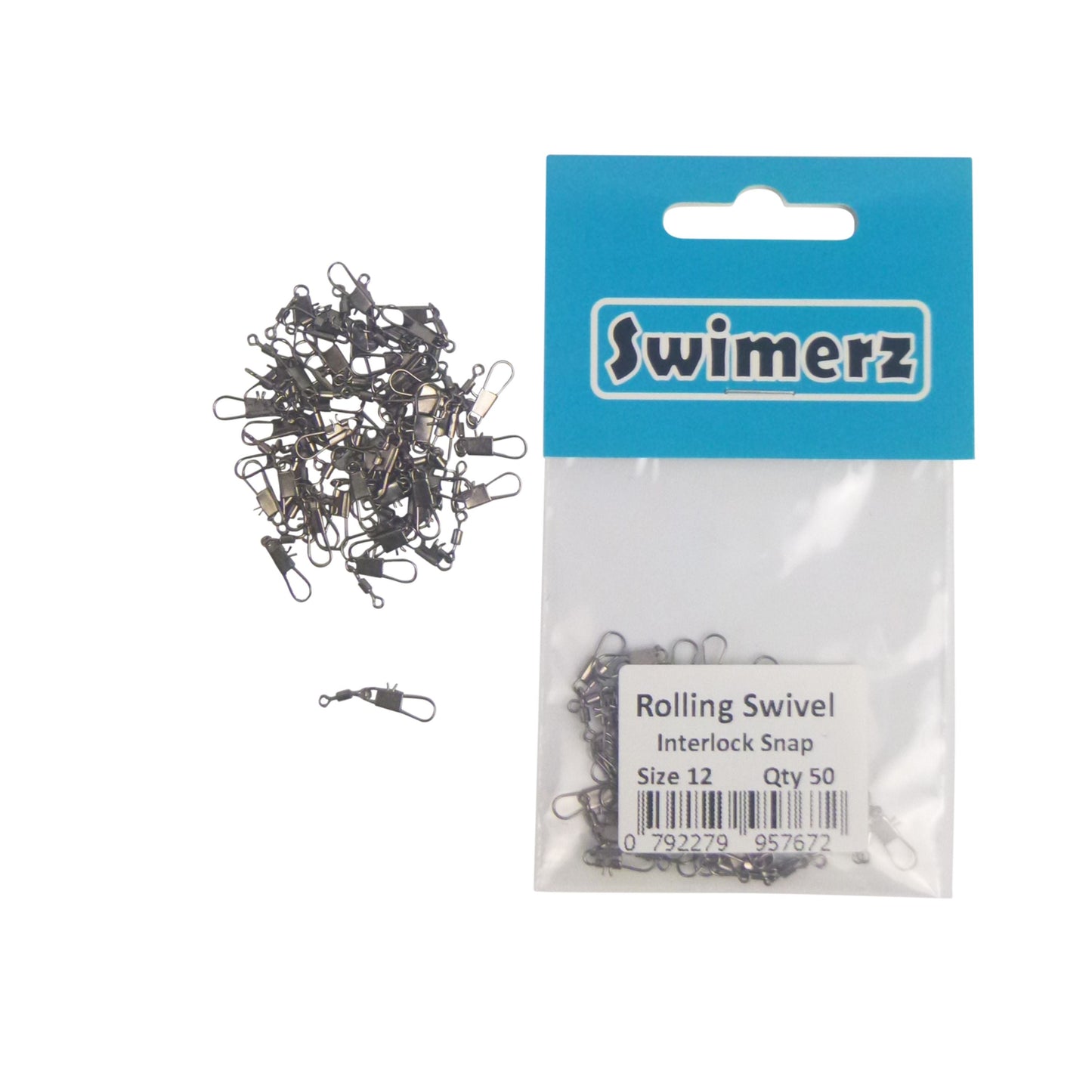 Swimerz Rolling Swivel w Interlock Snap, Size 12, 50 pack-2