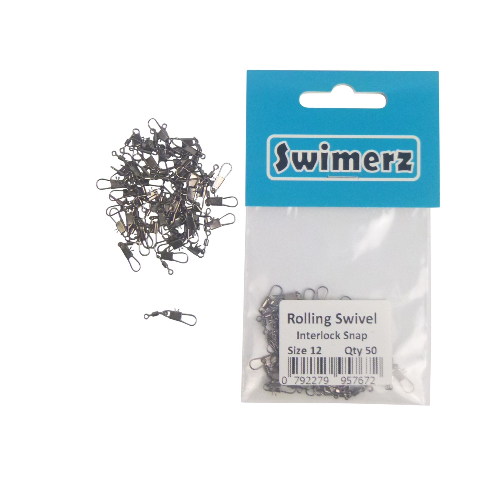 Swimerz Rolling Swivel w Interlock Snap, Size 12, 50 pack-2