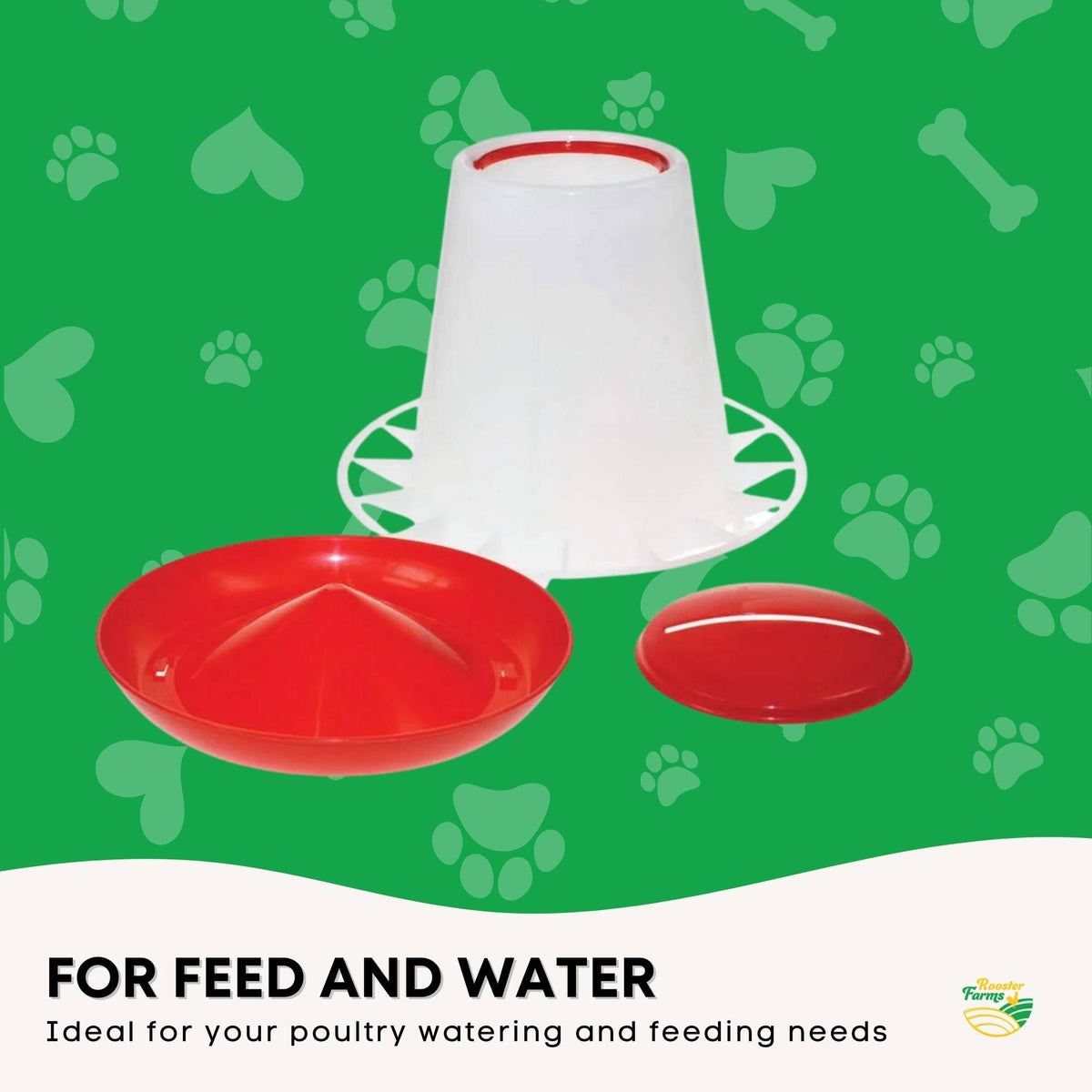Rooster Farms 1.5Kg Automatic Chicken Feeder - Poultry Hen Feeding Seed Bucket-3