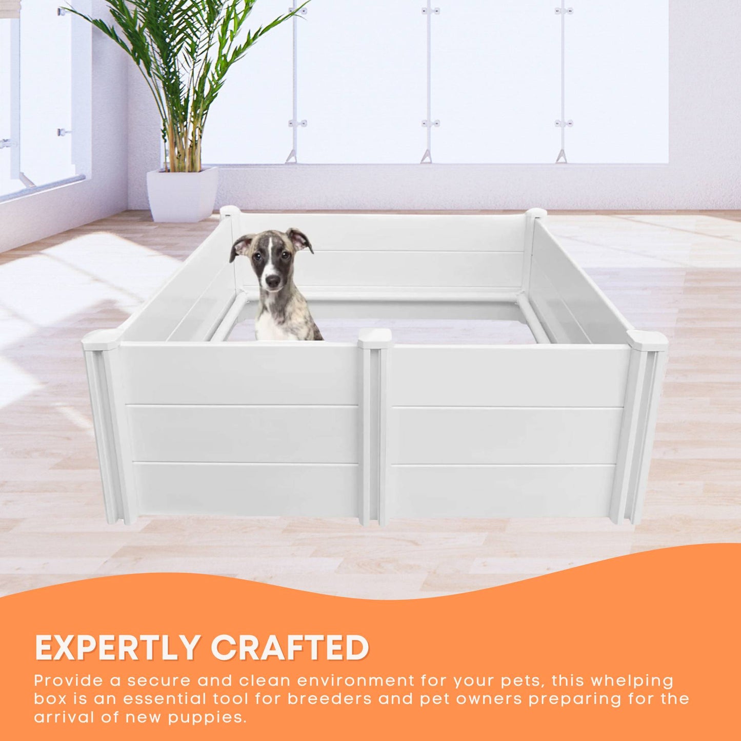 Rooster Farms Dog Whelping Box 1.48m x 1.48m x 0.48m - Puppy Birthing PVC Pen-2