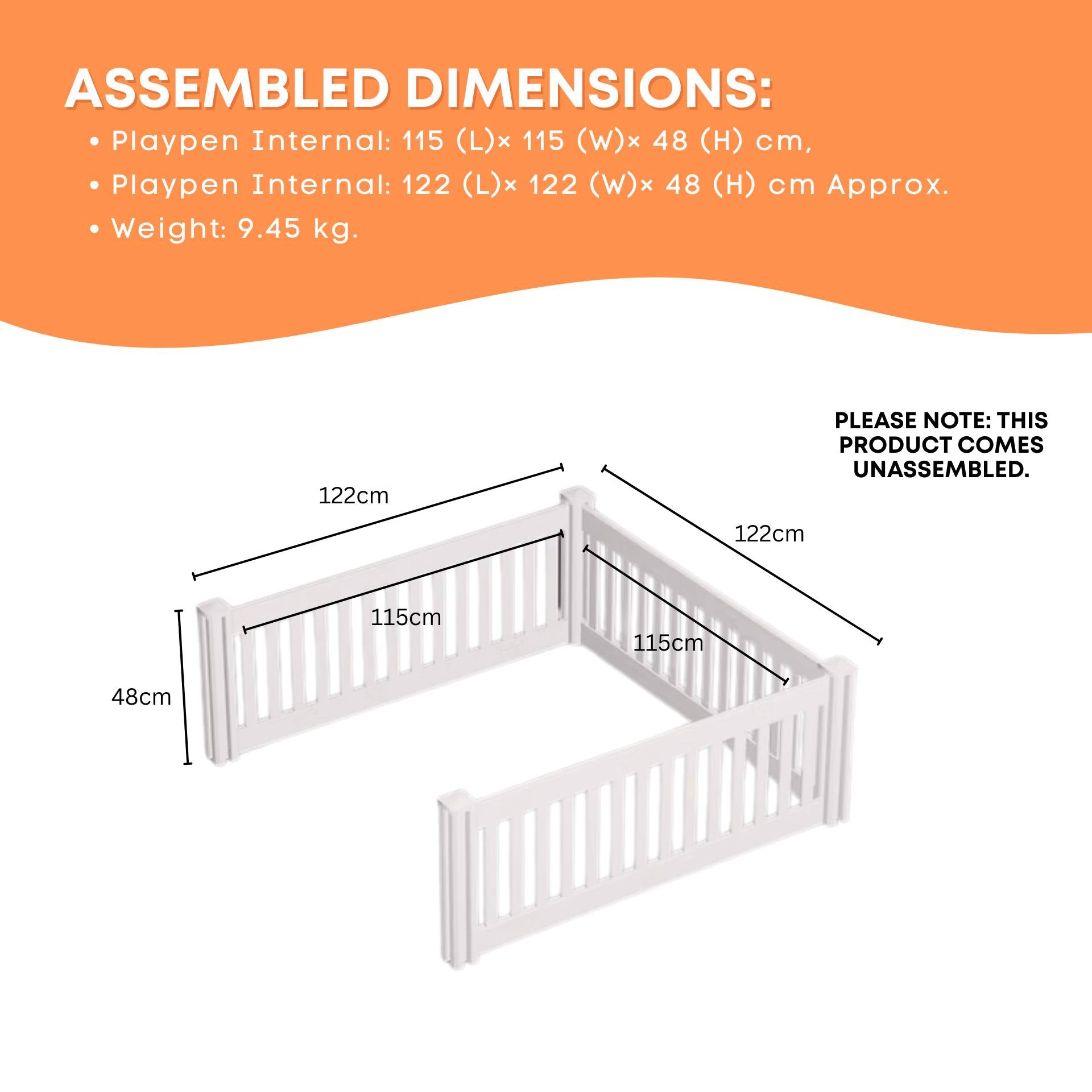 Rooster Farms PVC Dog Play Pen Extension for Whelping Box - 1.15m x 1.15m x 0.48m-4